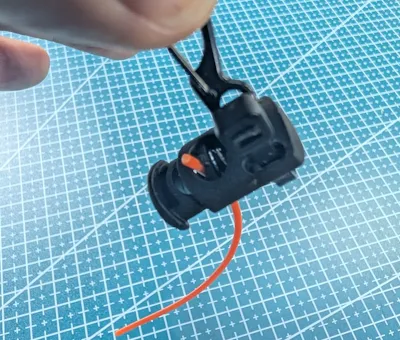 Wire hanging from the clip